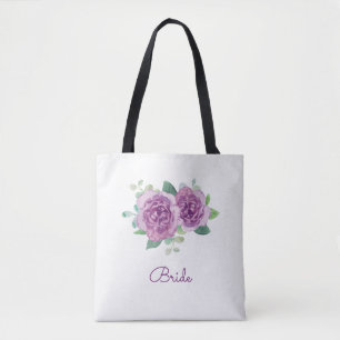 Purple Rose Bridal Tote Bag