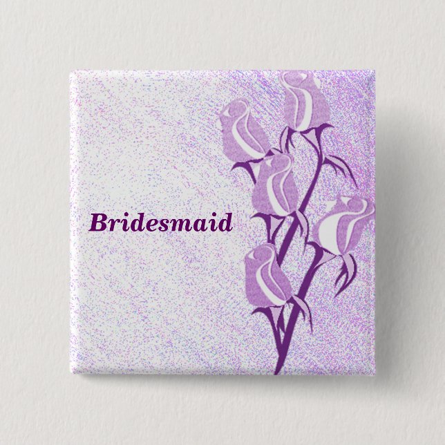 Purple Rose Bridesmaid Button Pin (Front)