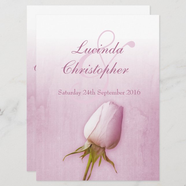 Purple rose bud lilac wedding large invitation (Front/Back)