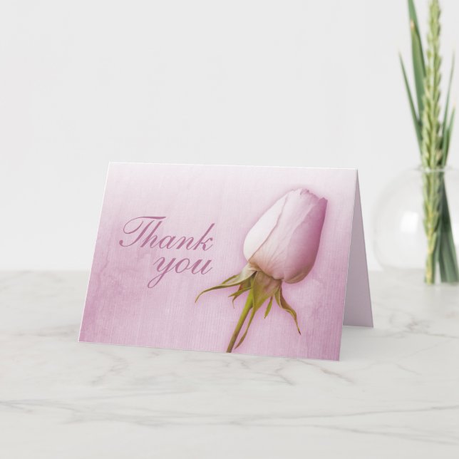 Purple rose bud wedding thank you card landscape (Front)