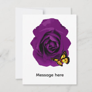 Purple Rose & Butterfly  Card