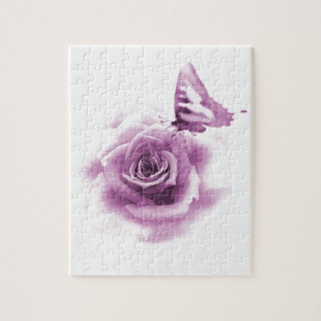 Purple Rose Butterfly Jigsaw Puzzle (Vertical)