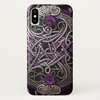 Purple Rose Celtic Knot Wrapping Paper iPhone X Case
