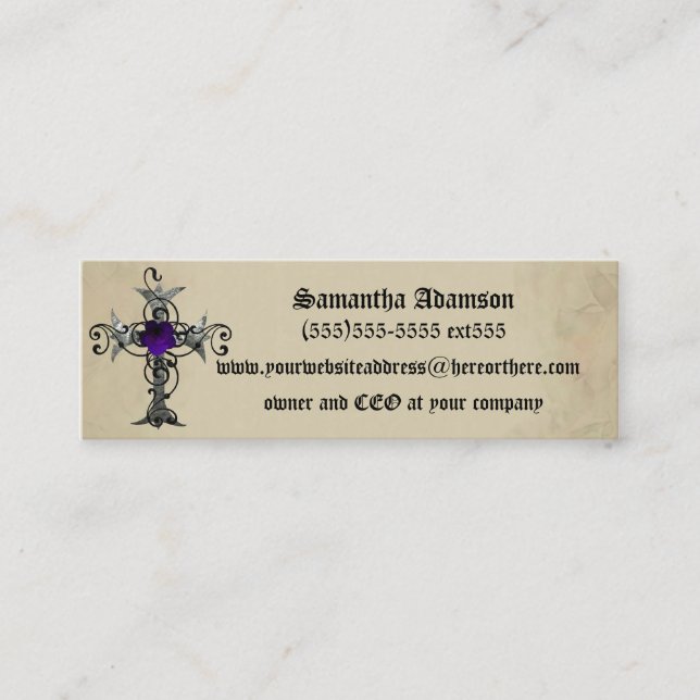 Purple Rose Cross Gothic Business card (Front)