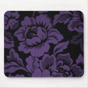 Purple Rose Damask Mouse Pad