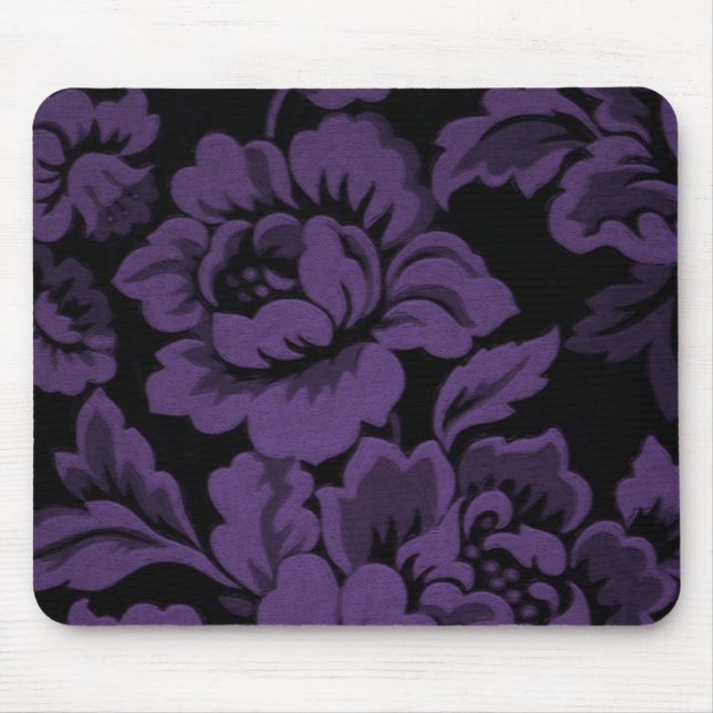 Purple  Rose Damask Mouse Pad (Front)