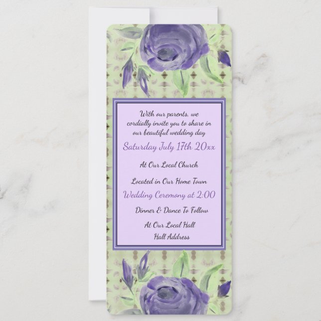 Purple Rose Design Holiday Card (Front)
