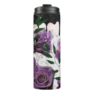 Purple Rose Dripping Goth Halloween Thermal Tumbler