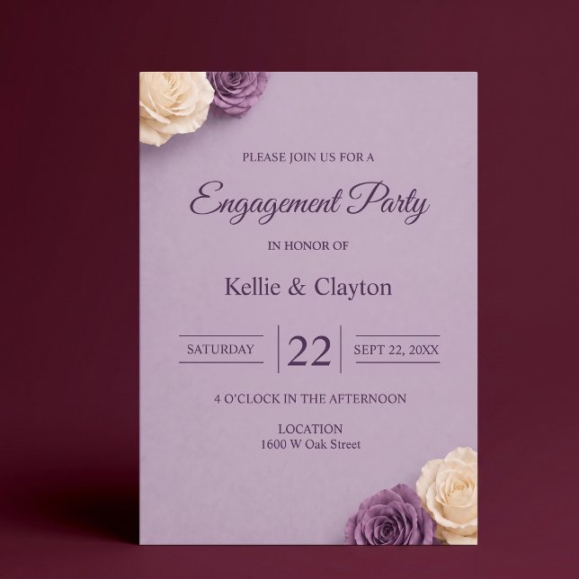 Purple Rose Engagement Party Invitation (Creator Uploaded)