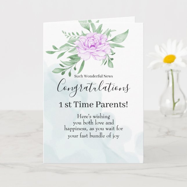 Purple Rose Eucalyptus Pregnancy Congratulations Card (Small Plant)