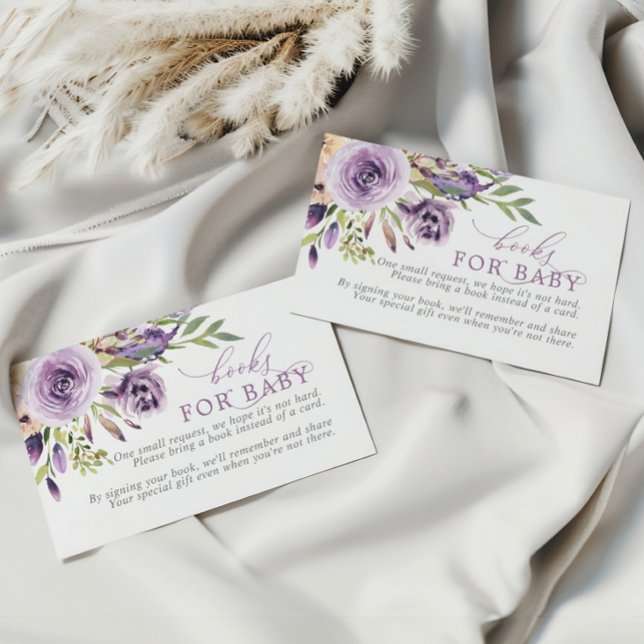 Purple Rose Floral Book for Baby Enclosure Card (Creator Uploaded)