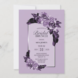 Purple Rose Floral Bridal Brunch Invitation