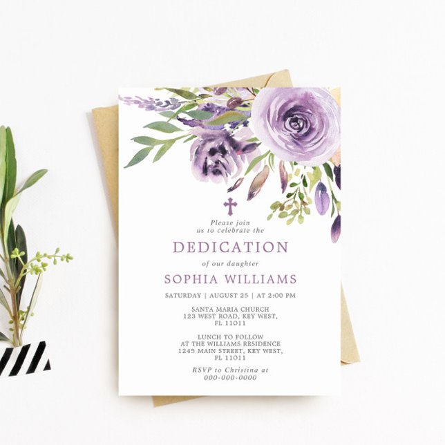 Purple Rose Floral Dedication Invitation (Creator Uploaded)