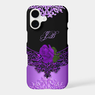 Purple Rose Floral Lace Black