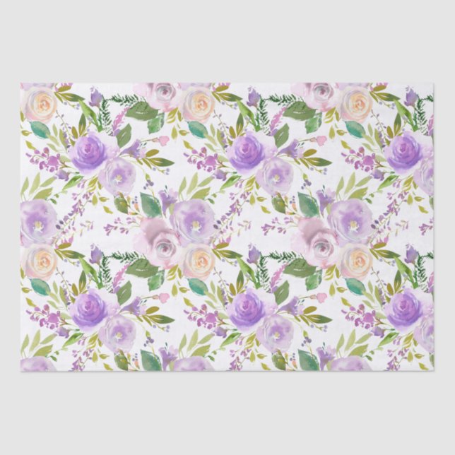 Purple Rose Floral Rustic  Tissue Paper (Front)