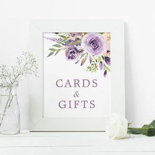 Purple Rose Floral Shower Cards & Gifts Sign