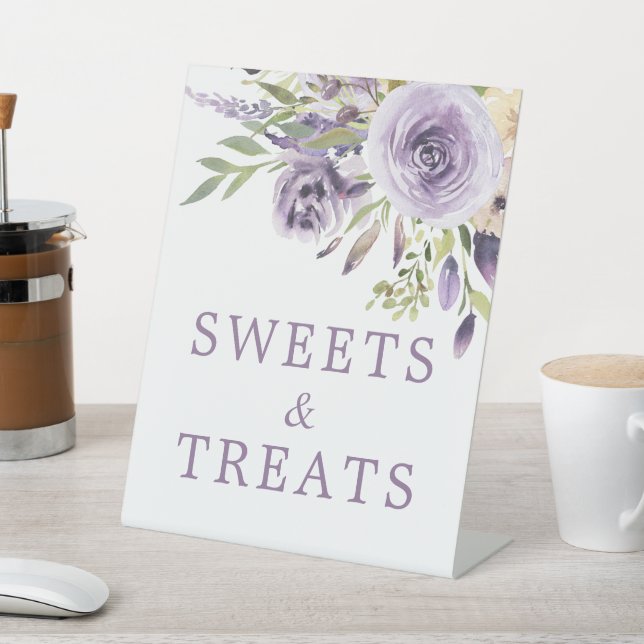 Purple Rose Floral Shower Sweets & Treats Sign (In SItu)