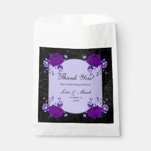 Purple Rose Floral Spiderweb Fall Wedding Favour Bag