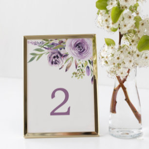 Purple Rose Floral Table 2 Wedding Table Number