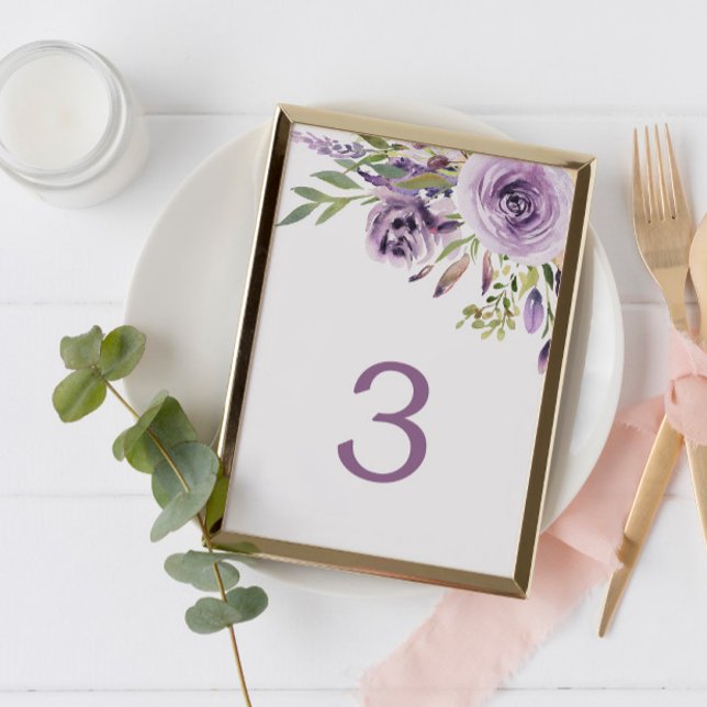 Purple Rose Floral Table 3 Wedding Table Number (Creator Uploaded)