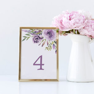 Purple Rose Floral Table 4 Wedding Table Number