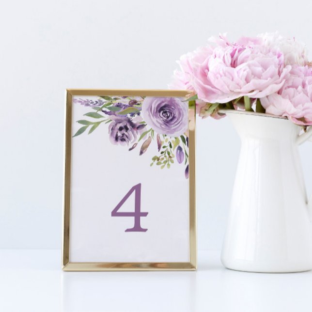 Purple Rose Floral Table 4 Wedding Table Number (Creator Uploaded)