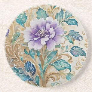 Purple Rose floral watercolor Coaster