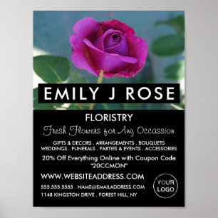 Purple Rose, Florist, Floristry Advertising Poster