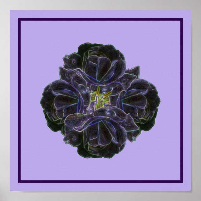 Purple Rose Flower Bouquet Abstract Art Poster (Front)