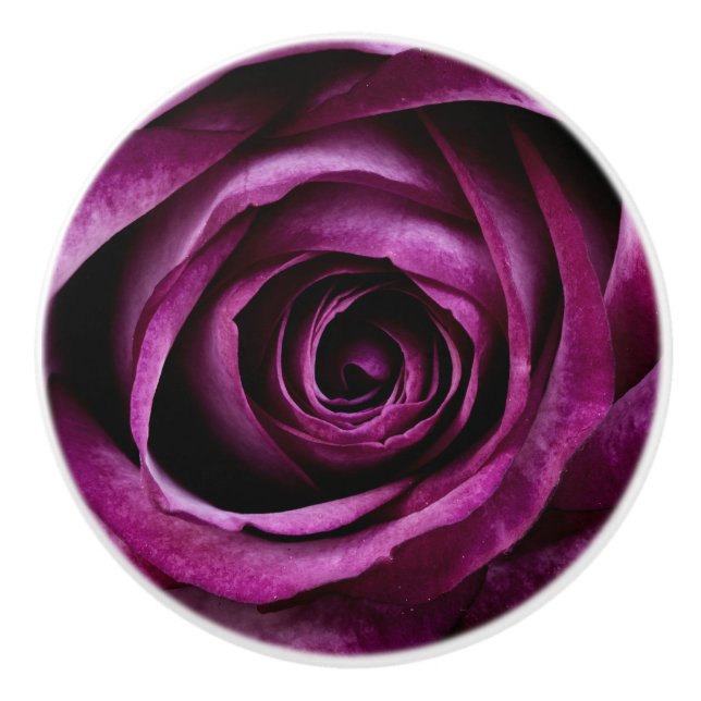 Purple Rose Flower Ceramic Knob (Front)