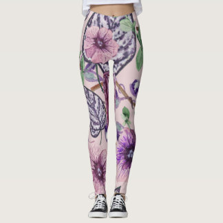 Purple Rose Flower Leggings