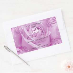 Purple Rose Flower Palm Leaves Product Labels Logo