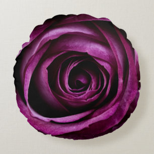 Purple Rose Flower Round Cushion