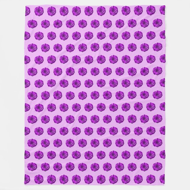 Purple Rose Flower Seamless Pattern on Fleece Blanket (Front)