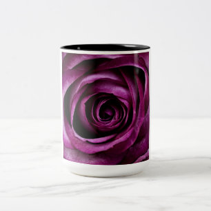 Purple Rose Flower Two-Tone Coffee Mug