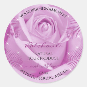 Purple Rose Flower with Palm Leaves Product Labels
