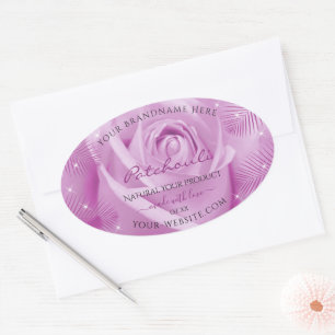 Purple Rose Flower with Palm Leaves Product Labels