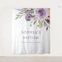 Purple Rose Flowers Baptism Tapestry
