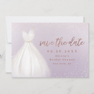 Purple Rose Gold Elegant Dress Save The Date