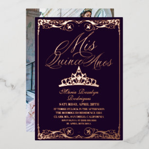 Purple & Rose Gold Elegant Quinceanera Photo Foil