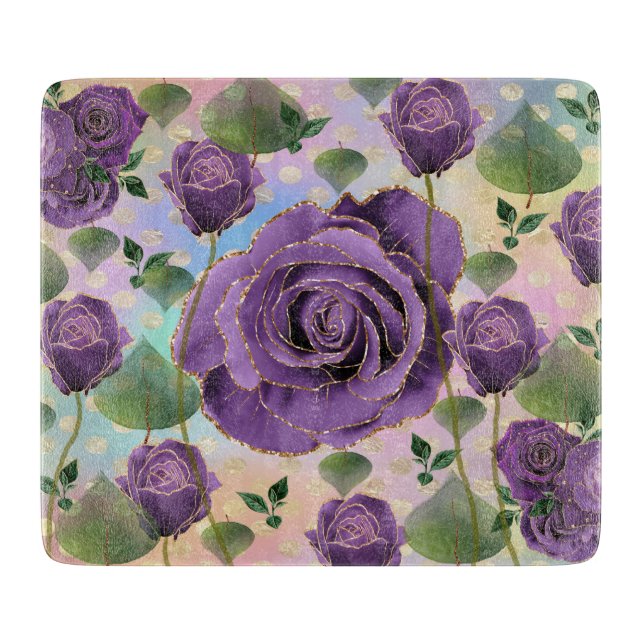 Purple Rose Gold Highlights Cutting Board (Front)