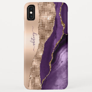 Purple Rose Gold Liquid Ink Marble Elegant Case-Mate iPhone Case