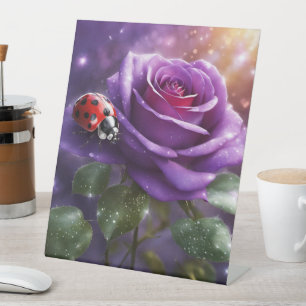Purple Rose/ Ladybug-Pedestal Sign