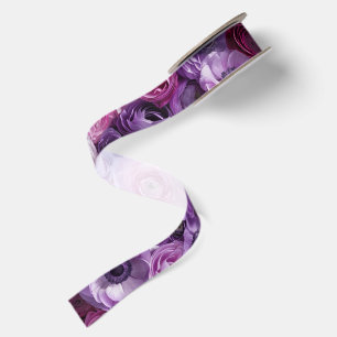 Purple Rose Lavender Bloom Floral Arrangement Satin Ribbon