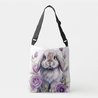 Purple Rose Lop Bunny Rabbit Crossbody Bag