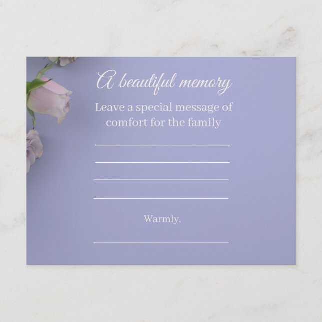 Purple Rose Memorial Message Card (Front)