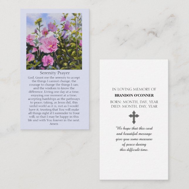 Purple Rose of Sharon Blossoms Sympathy Card (Front/Back)