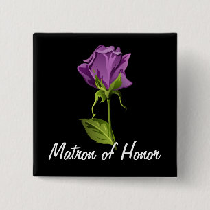 Purple Rose on Black 15 Cm Square Badge