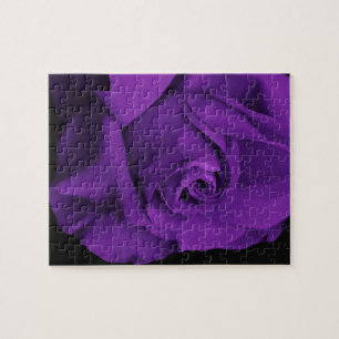 Purple Rose on Black Jigsaw Puzzle