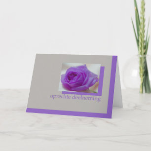 purple rose on grey dutch sypathy card